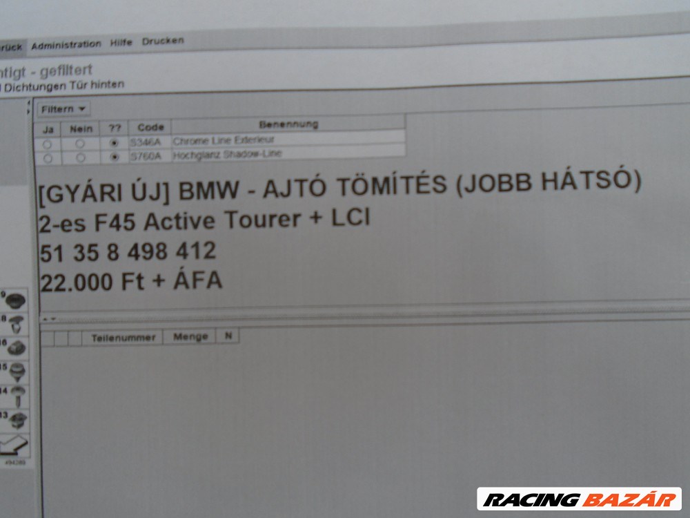 [GYÁRI ÚJ] BMW - Ajtó Tömítés JOBB HÁTSÓ - 2-es F45 ActiveTourer + LCI  4. kép